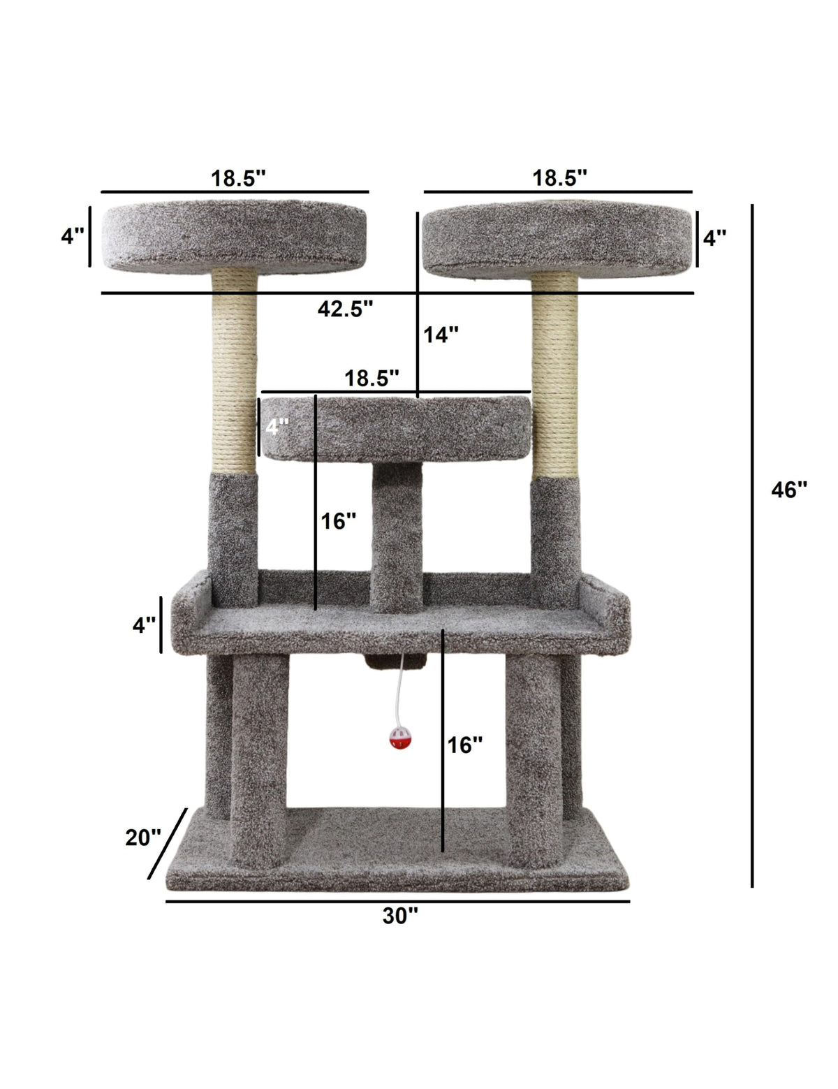 46″ XXL Heavy Duty Cat Tree (Gray)