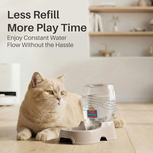Gravity Pet Water Dispenser for Cats & Small Dogs (Beige / 0.9 L)