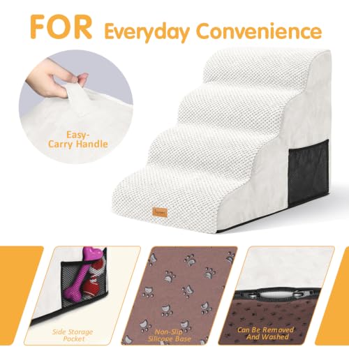 High Density Foam Dog Steps 4 Tiers (White / 28.5*15.7*20.5)