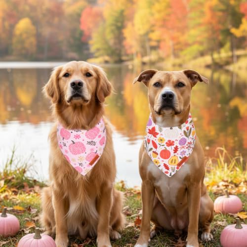 Pink Fall Dog Bandanas (X-Large / Fall-1)