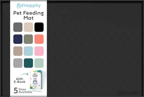 Dog Food Mat 28x18 Raised Edges Dogs Mat for Food and Water Prevent Spill (28"L x 18"W / Black)
