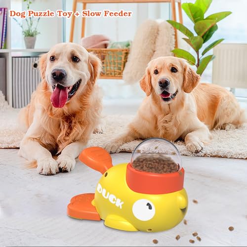 Dog Interactive Treat Dispenser Toy (Yellow)