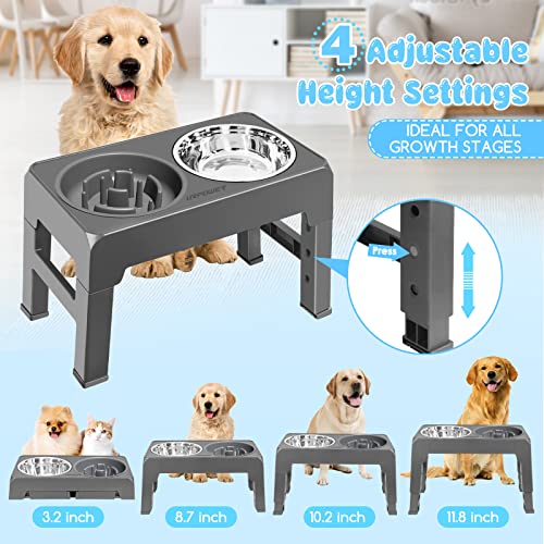 Raised Dog Bowls 4 Height Adjustable Elevated Bowl Stand