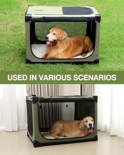 24 x 17 x 17 Inch Collapsible Soft Dog Crate for Dogs Up to 30 lbs (24.0"L x 17.0"W x 17.0"H / Green)