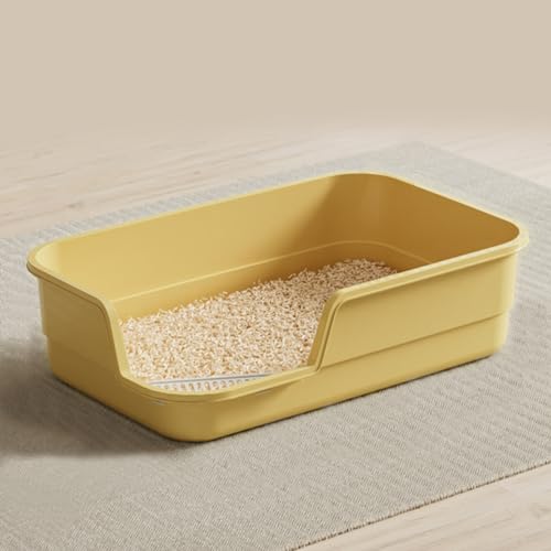 Extra Large Cat Litter Box with High Sides (Yellow)