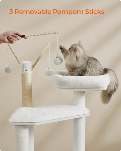 Cat Tree with Litter Box Enclosure (Cloud White)