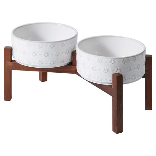 Elevated Dog Bowls (Double Bowls with Stand- Arctic White / 5CUPS)