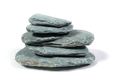 River Slate Stone 18lb Natural Aquarium Rocks for Fish Tank Decor (15 River Slate Stone(3-9 inches,18lbs))