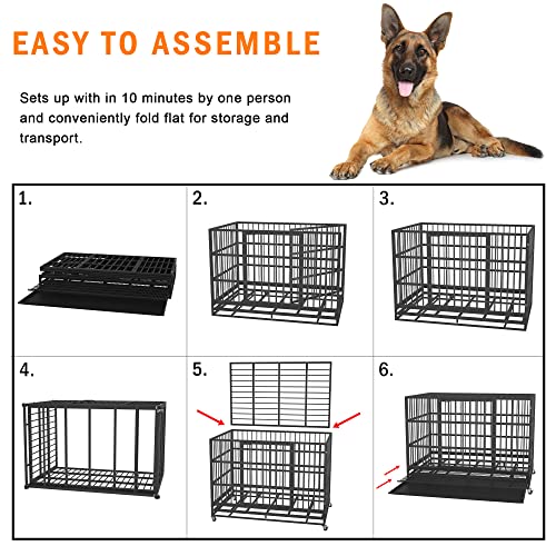 48 Inch Heavy Duty Dog Crate for Large Dogs (Black)