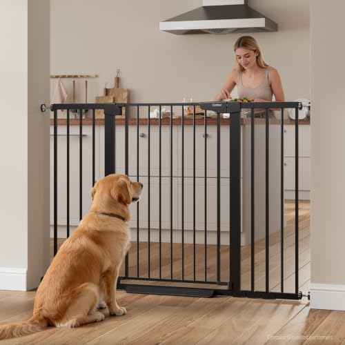 36" Extra Tall Dog Gate for Large Dogs (Black / 30"-54" W x 36" H)