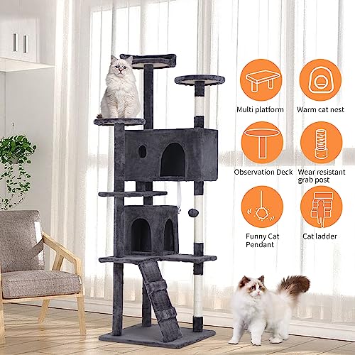 70" Cat Tree Tower (70in / Ashy)