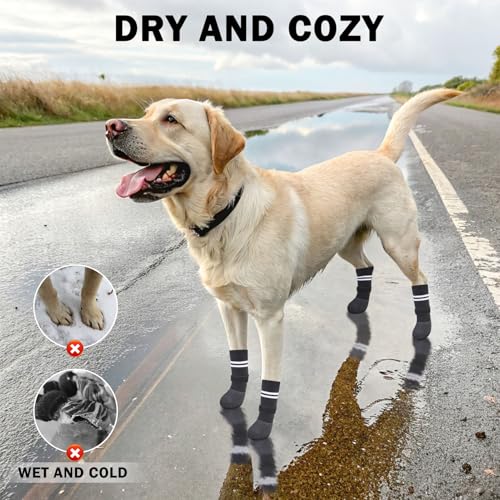 Anti Slip Dog Boots & Paw Protectors for Hardwood Floor (Black / Large(Paw width 2.16in/5.5cm))