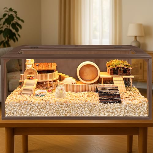 Hamster Cage with Chewproof Wood Top (Walnut / 39.0"L x 18.0"W x 18.0"H)
