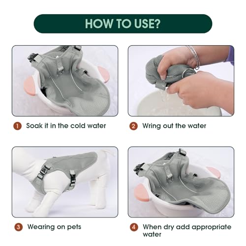 Dog Cooling Vest for Large Dogs with with Sun Protection (Xxl (Chest Girth:31.1'') / Mist Gray)