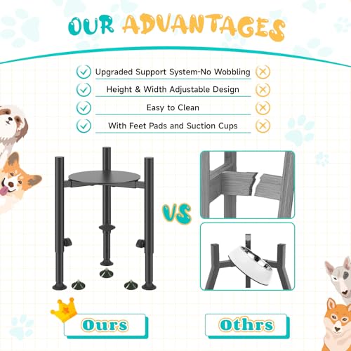 2 Pack Adjustable Dog Bowls Elevated Stand (Black-4 Heights 2 Pack)