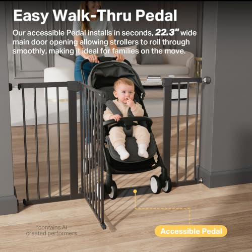 2-Pack 29.7-51.5 in Extra Wide Baby Gate for Stairs, Dog Gate Black (Black / 29.7-51.5"W x 30.5"H (2 Pack ))