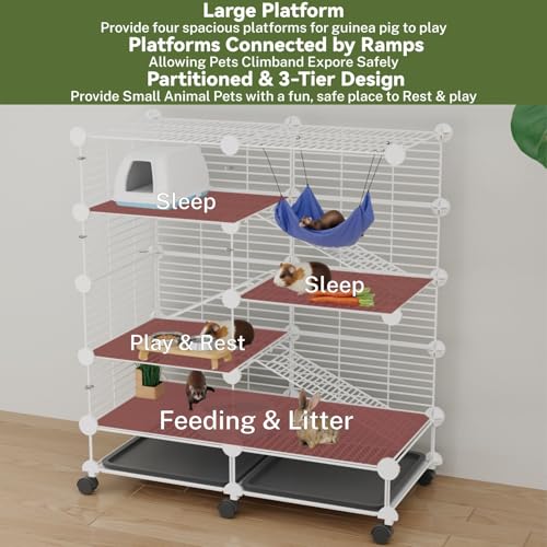 4 Tier Guinea Pig Cages Indoor (28.7"L x 14.6"W x 34.2"H)