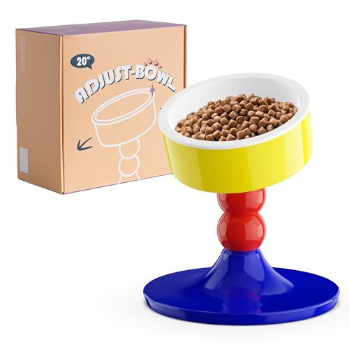 Ceramic Elevated Raised Cat Bowls (Red & Blue)