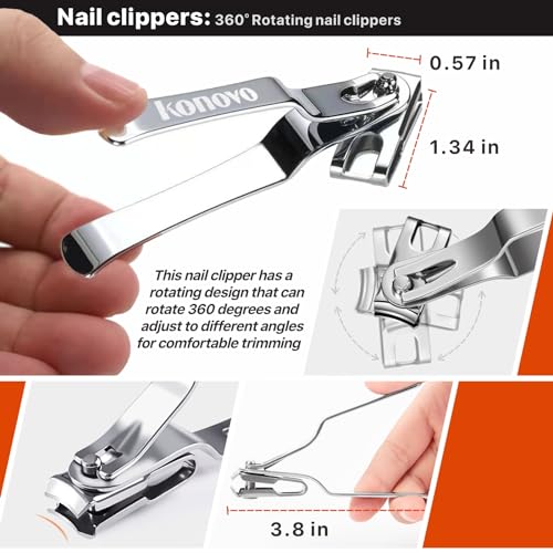 Toenail Clippers for Seniors Thick Toenails (Hermes Orange+Nail clippers with catcher)
