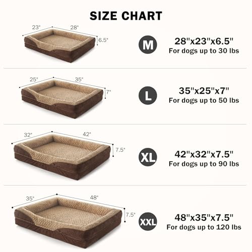 Orthopedic Dog Beds Large Sized (XL (42"x 32"x 7.5") / Brown)