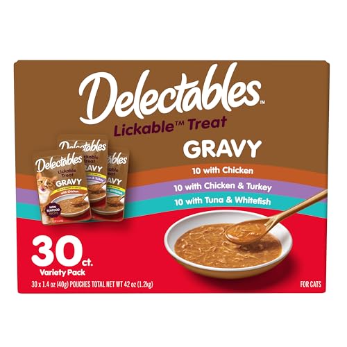 Lickable Treat Gravy Variety Wet Cat Treat & Food Topper (1.4 Ounce (Pack of 30))