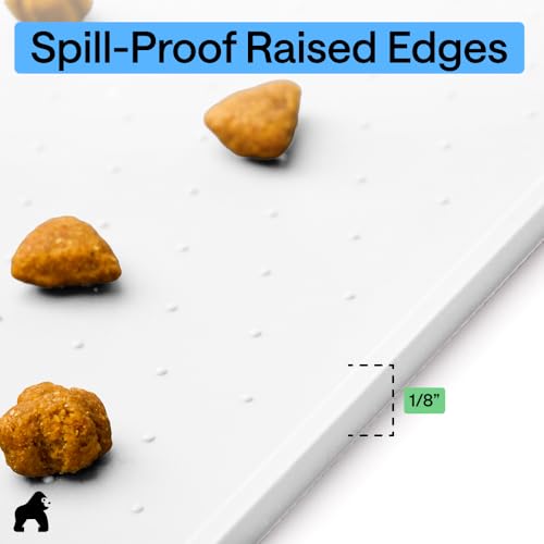 Dog Food Mat 100% Waterproof Silicone (White / 32"l X 24"w)