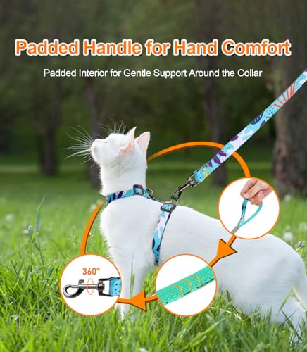 Cat Harness and Leash Set (Hawaiian Ocean Blue / Small (4-10 lb))