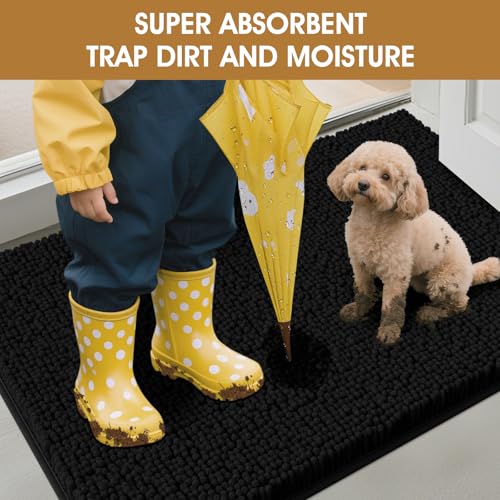 Dog Door Mat for Muddy Paws (Black / 60" x 36")