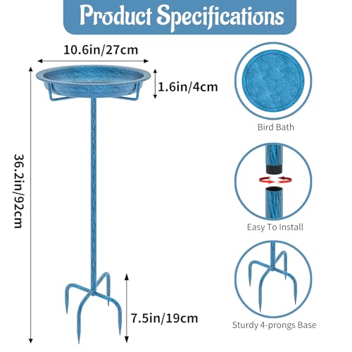 Bird Bath for Outside (Retro Blue)