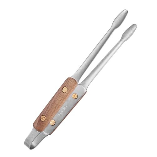 Longjet Kitchen Tongs Metal Tweezers for Cooking (Silvery Walnut-9.5"/1pcs)