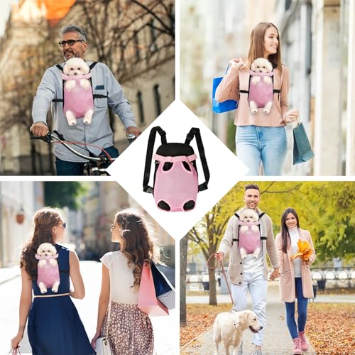 Dog Carrier Backpack Pet Legs Out Front Cat Travel Bag (Small / Pink)