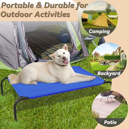 Elevated Dog Bed for Large Dogs (Large / Blue)