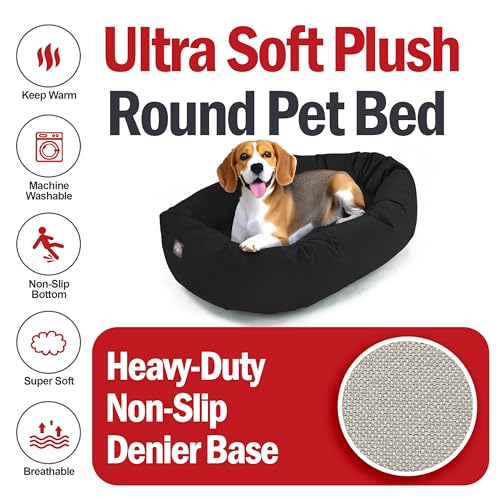 Suede Shredded Memory Foam Mix Calming Dog Bed Washable (Black)