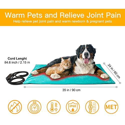 Large Pet Heating Pad (Green / 35.0"L x 24.0"W x 0.6"Th)