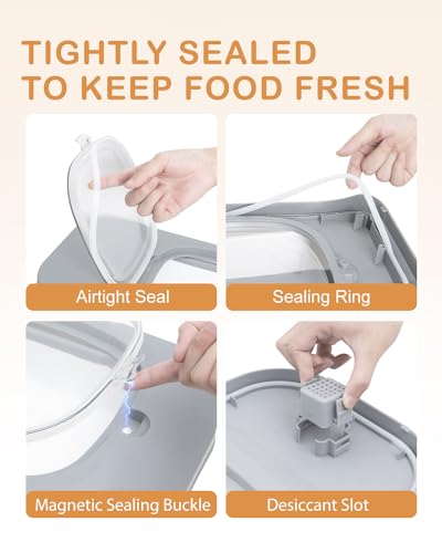 10 26Lbs Airtight Dog Food Container 2Pcs (Light Grey-2/10-26 Lbs)