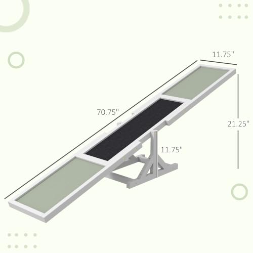 Wooden Dog Agility Seesaw for Exercise 71" L x 12" W x 12" H White (70.75" x 11.75" x 11.75" / White)