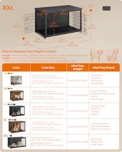 56.1" Dog Crate Furniture (Ink Black / 56.1"L x 33.7"W x 33.8"H)
