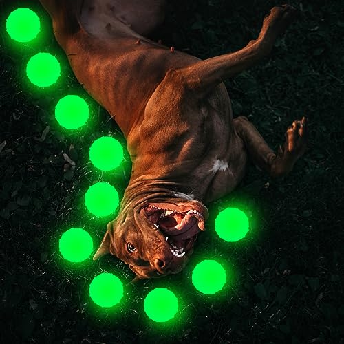 10 Pcs Glow in the Dark Dog Ball 2.4 Inch Rubber Glowing Fetch Toys