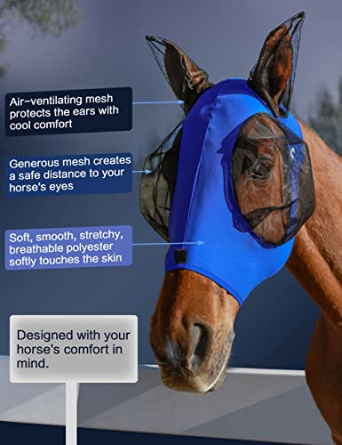 Horse Fly Mask with Ears (Royal Blue / Large)