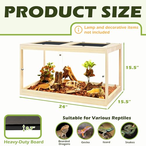 31 Gallon Bearded Dragon Tank (Oak / 31 Gallon (24x15.5x15.5 Inch))