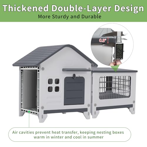 Plastic Rabbit Cage Outdoor Indoor (Grey / 45.3"L x 20.1"W x 27.2"H)