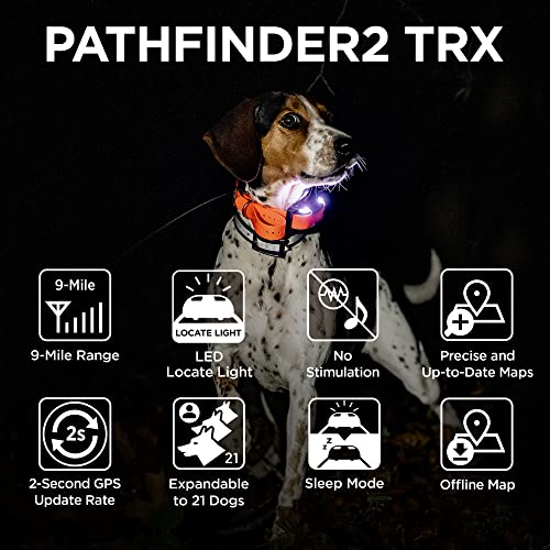 Pathfinder 2 TRX Additional Receiver Only Dog GPS Tracker LED Light Blue Collar SmartWatch Compatible Rechargeable Waterproof Free Offline Maps No Monthly Subscription Fee Smartphone Required (Blue / 35 lbs & Up)