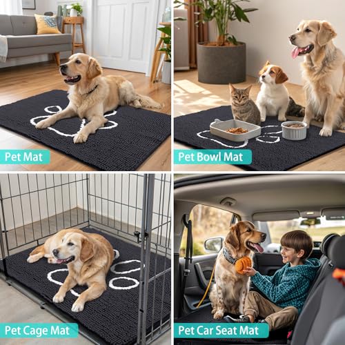Dog Door Mat for Muddy Paws (70"X35" / Black and White)