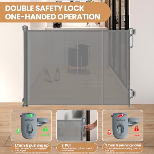 Reinforced Retractable Baby Gate (Gray / 45" Wide)