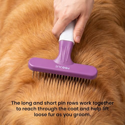 Poodle Pet Dog Grooming Rake (Purple / Shedding Comb)