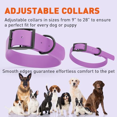 Biothane Waterproof Dog Collar Strong Coated Nylon Webbing with Black Hardware Odor (W1" x L22"-25" / Amethyst Purple)