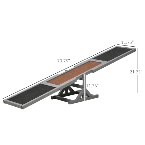 Wooden Dog Agility Seesaw for Exercise 71" L x 12" W x 12" H Gray (70.75" x 11.75" x 11.75" / Grey)