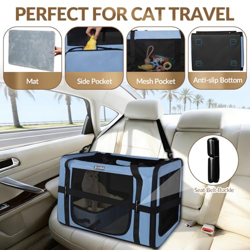 26"x17"x17" Extra Large Cat Carrier with Litter Box (Blue)