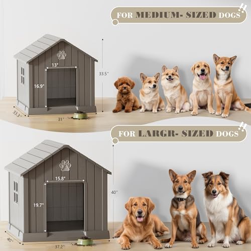 Dog House Outdoor Indoor (Grey / 31" L × 33.3" W × 33.5" H)