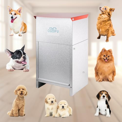 Dog Feeder Galvanized Metal Pet Food Automatic Dispenser 25lbs (Green(Feeder))